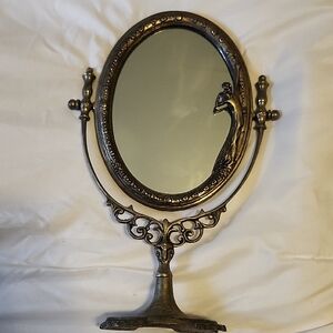 Vintage Ornate Oval Mirror with Stand